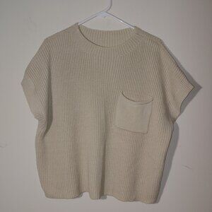UGERLOV Merion Wool Blend Rib Knit Kimono Pullover Sweater Vest Oatmeal XXL